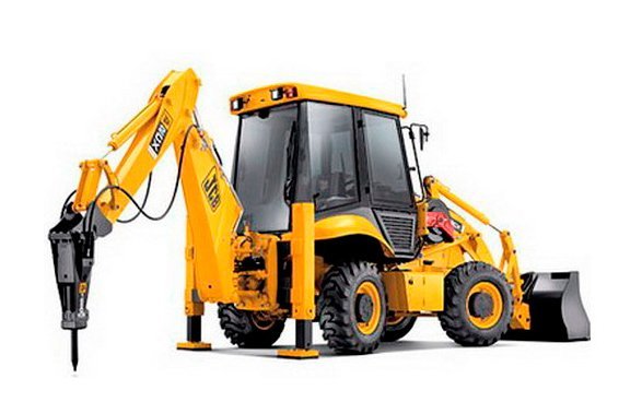 Экскаватор-погрузчик JCB с гидромолотом